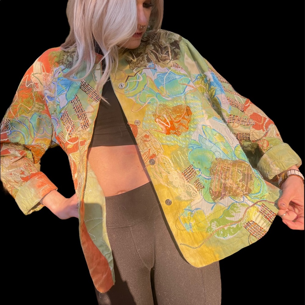 Abstract Vintage Pattern Jacket Coat - image 1